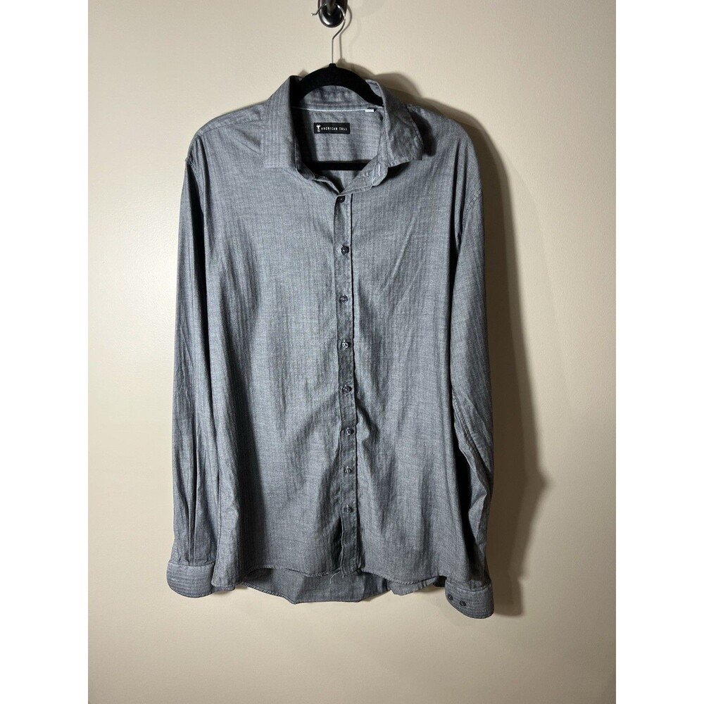 American Tall Made In The USA Gray Button Down Shirt Men’s Large Tall